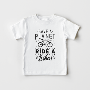 Save The Planet Ride A Bike Kids Shirt - Earth Day Toddler Shirt