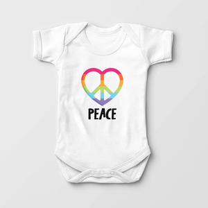Heart Peace Sign Baby Onesie - Cute Hippie Baby Bodysuit