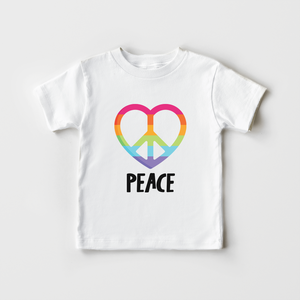 Heart Peace Sign Kids Shirt - Cute Hippie Rainbow Toddler Shirt