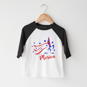 Fourth Of July Unicorn Kids Shirt - Cute Merica' Toddler Girl Shirt