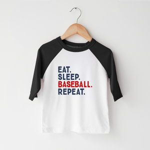 Eat Sleep Baseball Repeat Kids Shirt - Funny Baseball Toddler Shirt