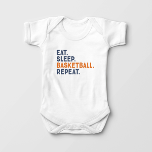 Eat Sleep Basketball Repeat Baby Onesie - Cute Basketball Bodysuit