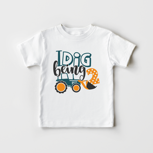 I Dig Being 2 Toddler Boy Shirt - Cute Tractor 2nd Birthday Kids Shirt