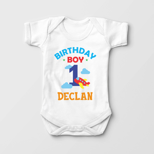 Personalized Airplane Birthday Boy Baby Onesie - Cute 1st Birthday Bodysuit