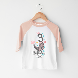 3rd Birthday Kids Shirt - Cute Mermaid Third Birthday Girl Shirt