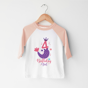 Fourth Birthday Mermaid Toddler Shirt - Cute Girls 4th Birthday Kids Shirt