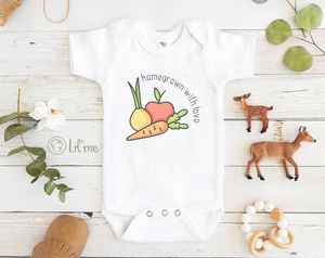 Homegrown With Love Baby Onesie - Cute Vegetable Bodysuit