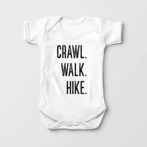 Crawl, Walk, Hike Baby Onesie - Cute Hiking Bodysuit