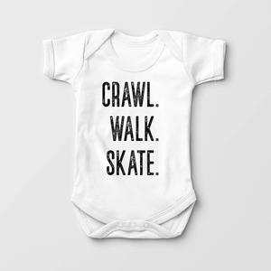 Crawl, Walk, Skate Baby Onesie - Cute Skating Bodysuit