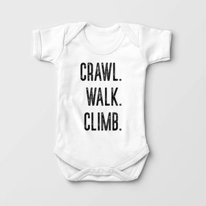 Crawl, Walk, Climb Baby Onesie - Cute Rock Climbing Bodysuit