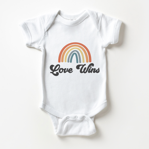 Love Wins Baby Onesie - Retro Pride Rainbow Bodysuit