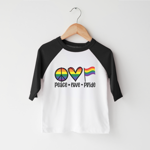 Peace Love Pride Kids Shirt - LGBTQ+ Rainbow Toddler Shirt