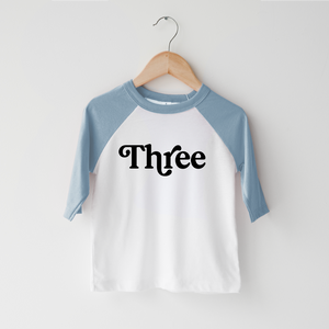 Third Birthday Toddler Shirt - Retro Three Kids Raglan