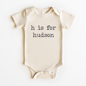 Personalized Letter Is For Name Onesie - Natural Custom Bodysuit