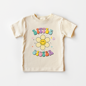 Retro Little Sister Toddler Shirt - Smiley Face Kids Tee