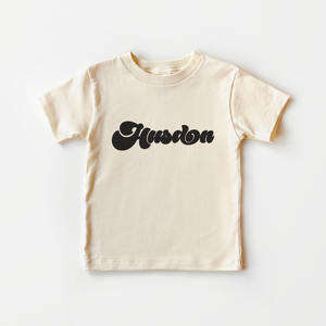Personalized Retro Name Toddler Shirt - Custom Natural Boys Kids Tee