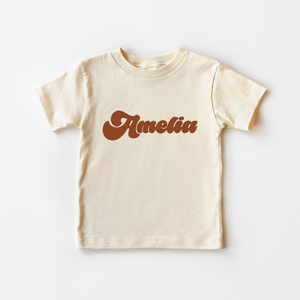 Personalized Girls Name Toddler Shirt - Custom Retro Natural Kids Tee