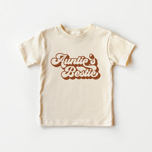 Auntie's Bestie Toddler Shirt - Retro Natural Kids Shirt