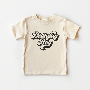 Retro Birthday Boy Toddler Shirt - Boys Natural Kids Tee