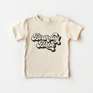 Retro Birthday Babe Toddler Shirt - Girls Natural Kids Tee
