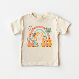 Lil Sis Rainbow Toddler Shirt - Retro Natural Sibling Kids Tee
