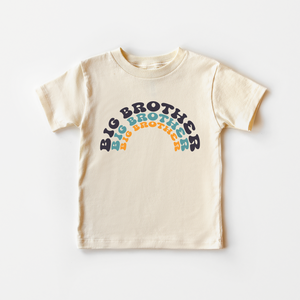 Big Brother Toddler Shirt - Retro Brother Rainbow Kids Tee