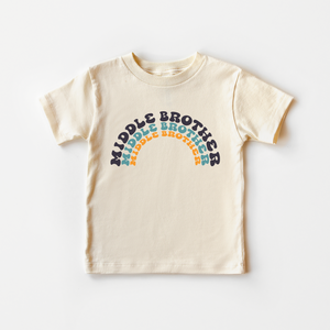 Middle Brother Toddler Shirt - Retro Brother Rainbow Kids Tee