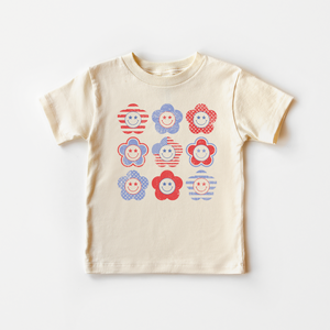 Patriotic Toddler Girl Shirt - Retro Smiley Face Kids Tee