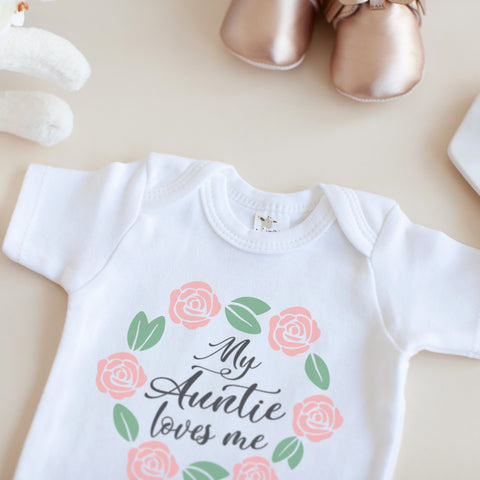My Auntie Loves Me Baby Girl Onesie Cute Aunt Onesie
