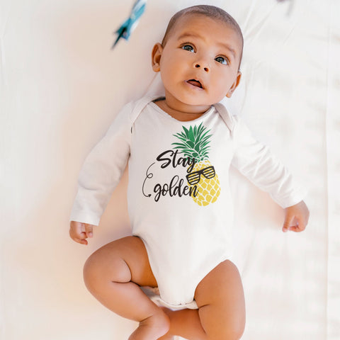 Pineapple Stay Golden Baby Onesie Cute Summer Onesie PintSizedApparel
